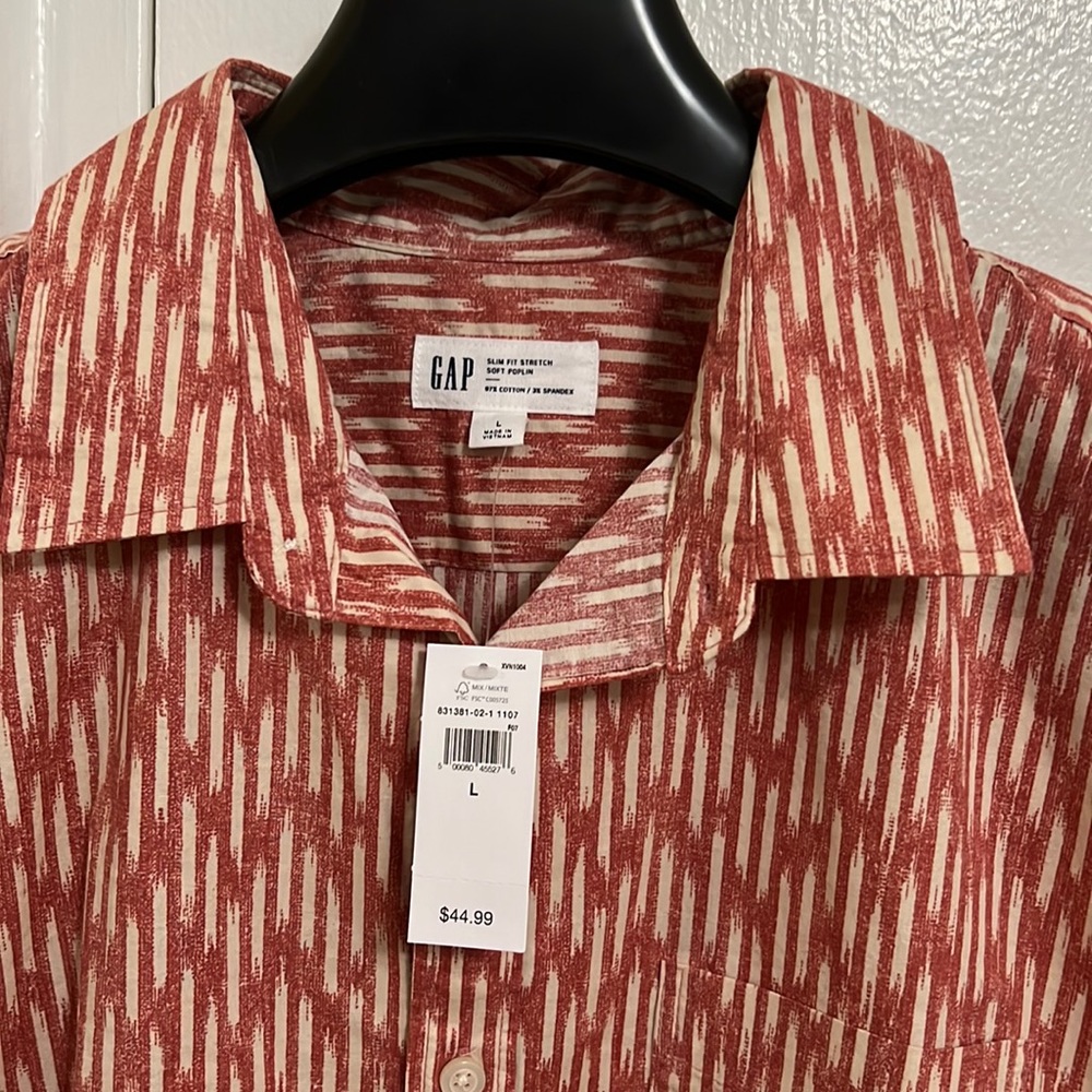 NWT gap factory men’s ikat printed shirt slim fit